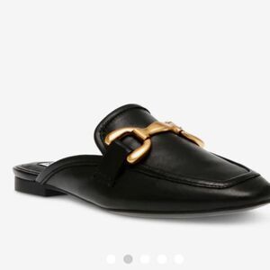 Steve Madden FORTUNATE BLACK LEATHER Mules